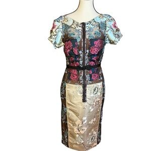 Byron Lars Multicolor Floral Midi Dress